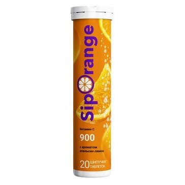 Таблетки шипучие Siporange витамин С 900 с ароматом апельсин/лимон 20 шт.