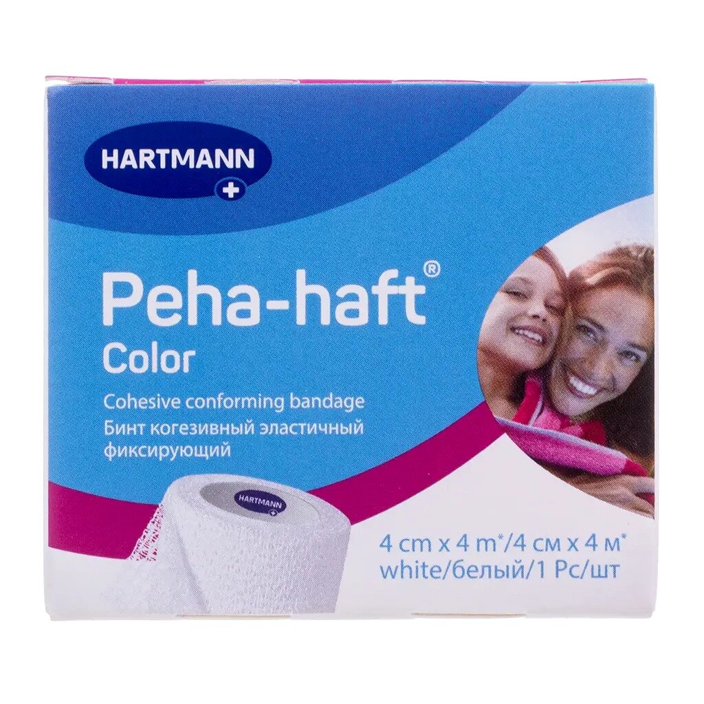 Бинт когезивный эластичный фиксирующий Peha-haft Color белый 4 м х 4 см
