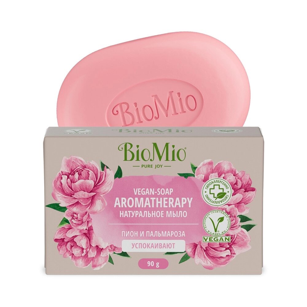 Мыло натуральное Biomio bio-soap aromatherapy пион и эфирное масло пальмарозы 90 г