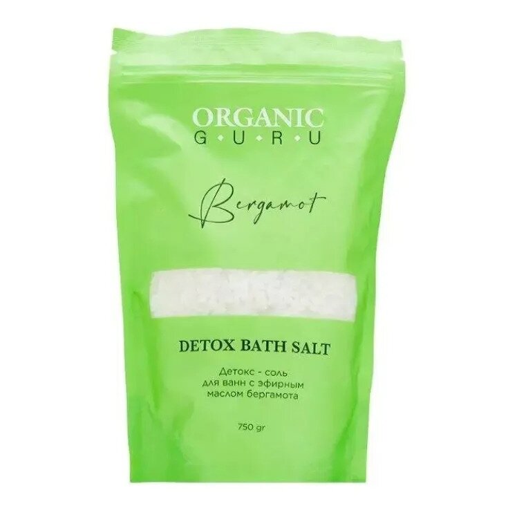 Соль для ванн Organic GURU детокс с эфирным маслом бергамота 750 г