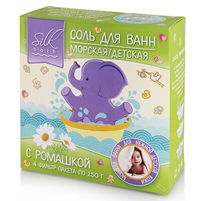 Соль детская для ванн Silk Bath Морская природная с ромашкой ф/п 250 г 4 шт.