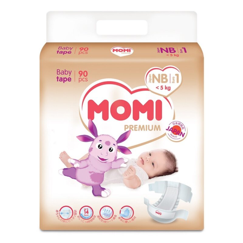 Подгузники Momi premium nb до 5 кг 90 шт.