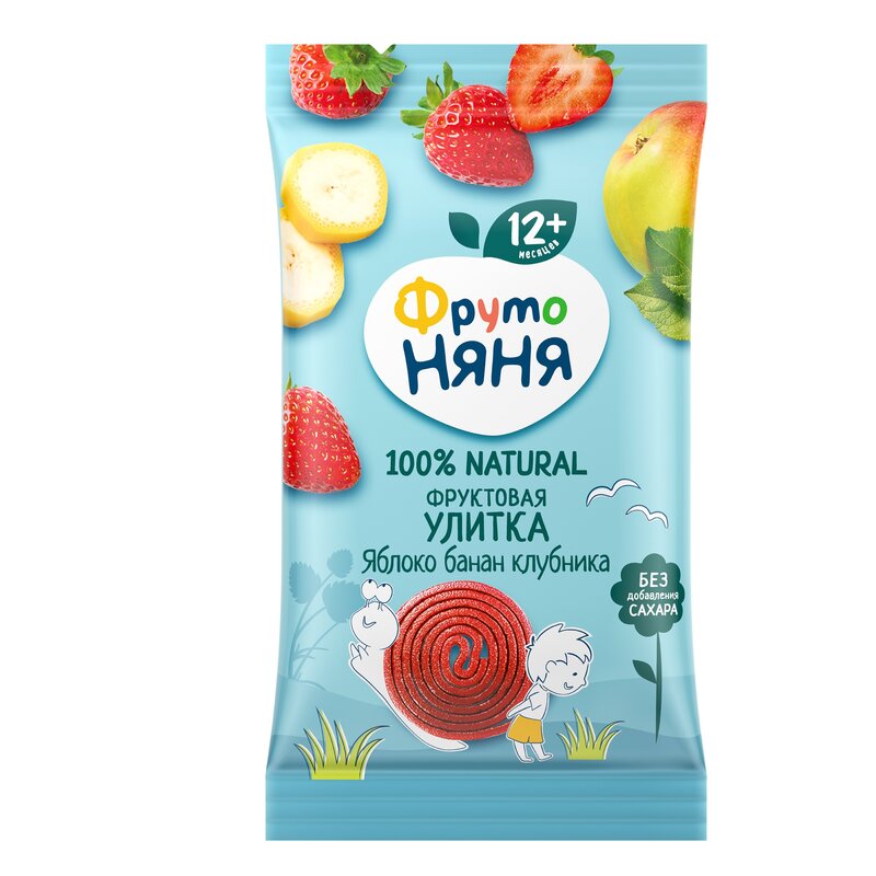 Фруктовые кусочки ФрутоНяня яблоко, клубника, банан с 12 мес. 15 г