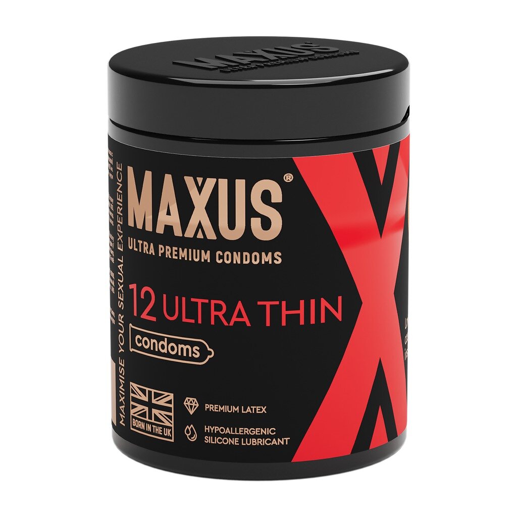 Презервативы Maxus Ultra Thin гладкие ультратонкие жестяной кейс X-Edition 12 шт.