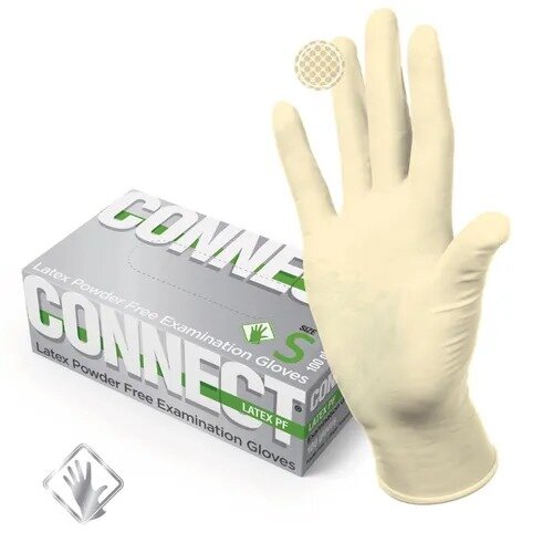 Перчатки Top glove connect смотровые нестерильные латексные неопудренные текстурированные натуральный размер S 50 пар