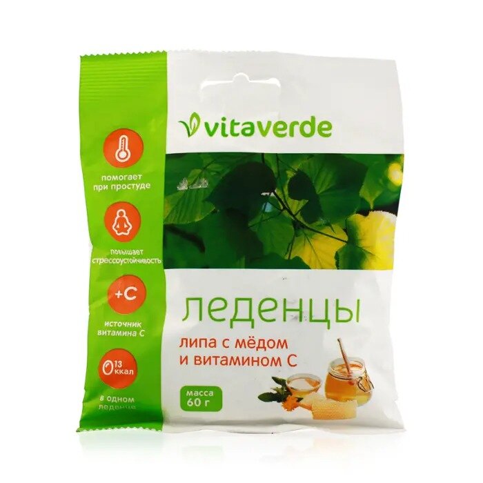 Леденцы Vita Verde Липа с Медом и витамином С 60 г