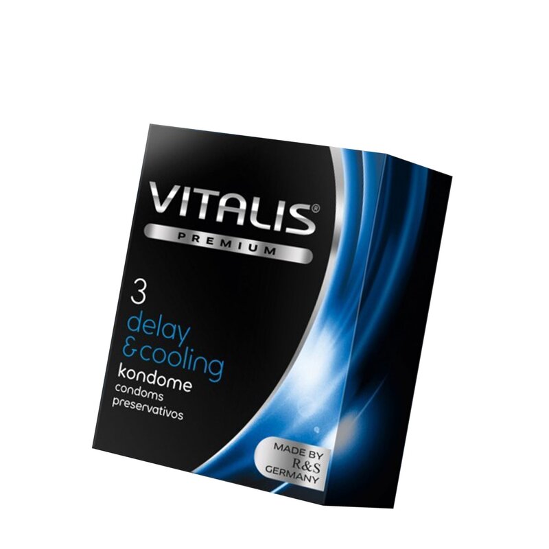 Презервативы Vitalis Premium delay and cooling с охлаждающим эффектом ширина 53 мм 3 шт.