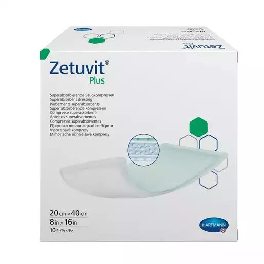 Повязки стерильные сорбционные Plus Zetuvit 20см х 40см 10 шт.