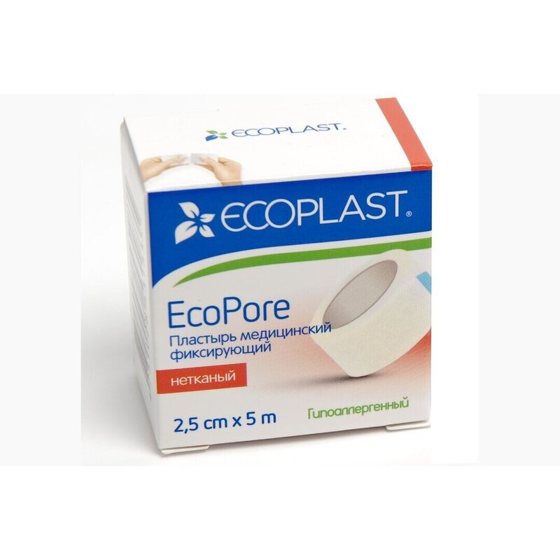 Пластырь Ecoplast медицинский фиксирующий нетканный ecopore 2.5x5
