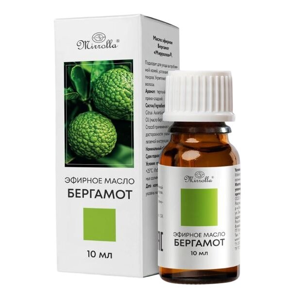 Масло эфирное Mirrolla Бергамот 10 мл