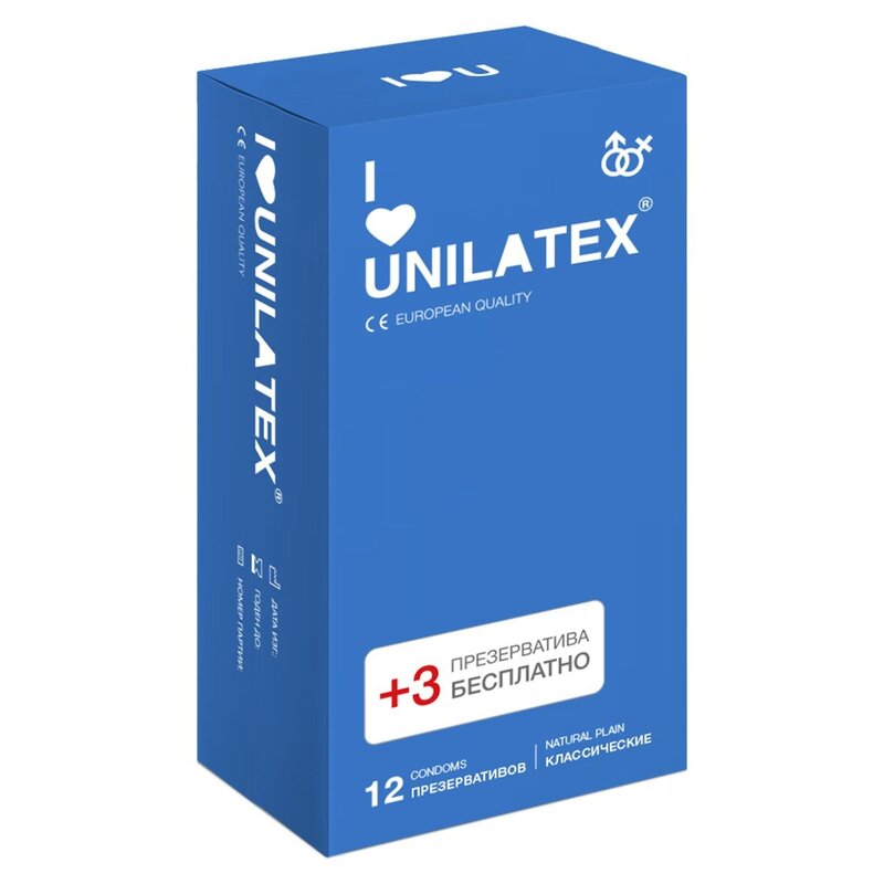 Презервативы Unilatex natural plain 12 шт. +3 шт. в подарок