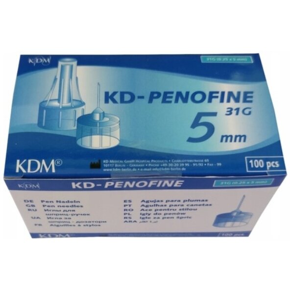 Игла для инсулиновых шприц-ручек Penofine 0.25х5 мм 31G 100 шт.