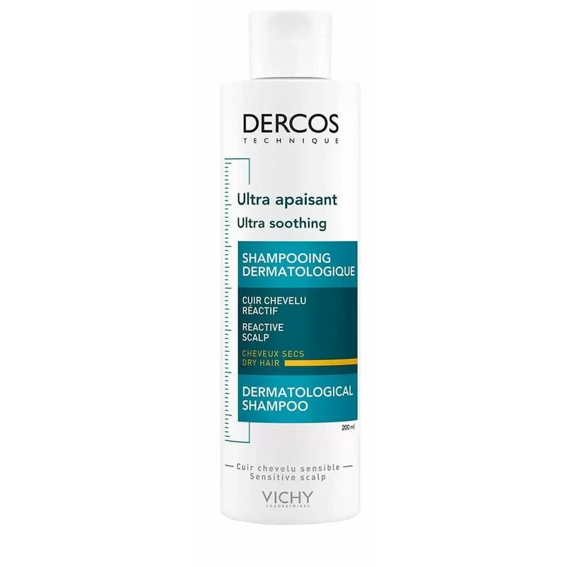 Шампунь успокаивающий Vichy Dercos Ultra без сульфатов для чувствительной кожи головы и сухих волос 200 мл