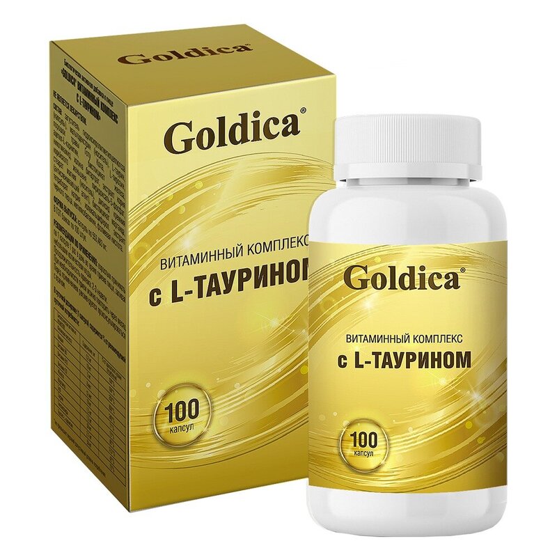 Витаминный комплекс (витамины группы В+Готу Кола) с L-таурином Goldica капсулы 100 шт.