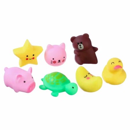 Мякиши набор резиновых игрушек для игры в ванной милые игрушки с пищалками 7 шт.
