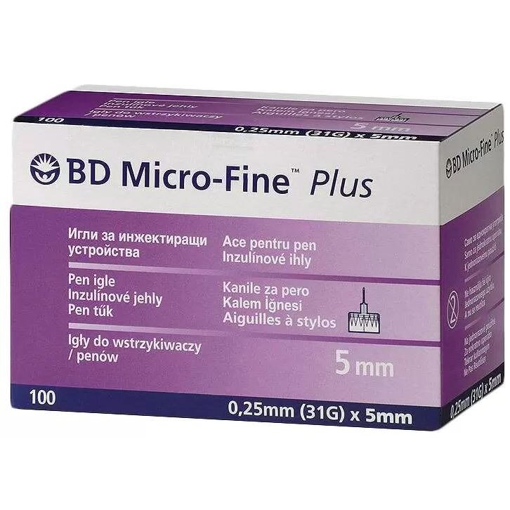 Игла BD micro-fine+ для шприц-ручки 0,25х5 мм 31G 100 шт.