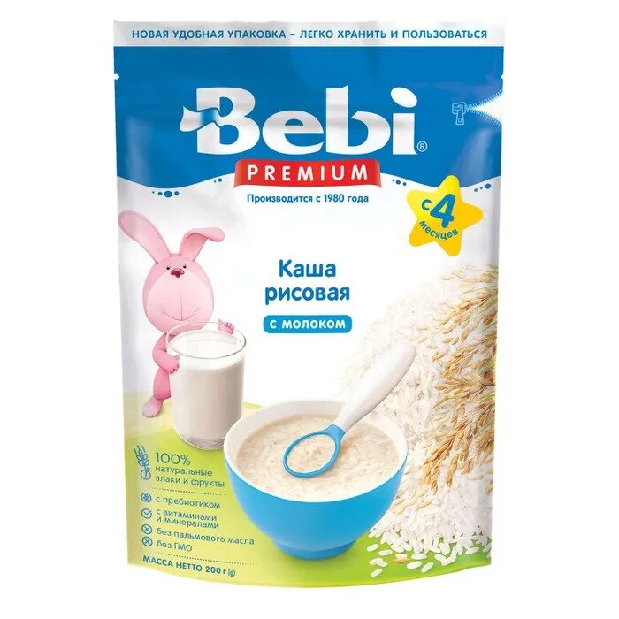 Каша молочная Bebi Premium рисовая с 4 месяцев 200 г