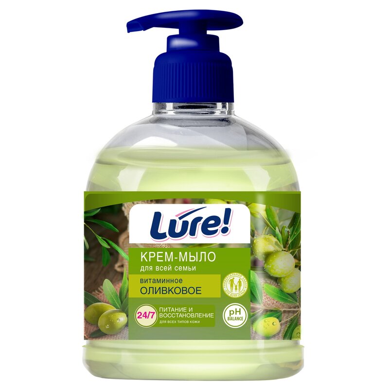Крем-мыло жидкое Lure для всей семьи витаминное оливковое 500 мл