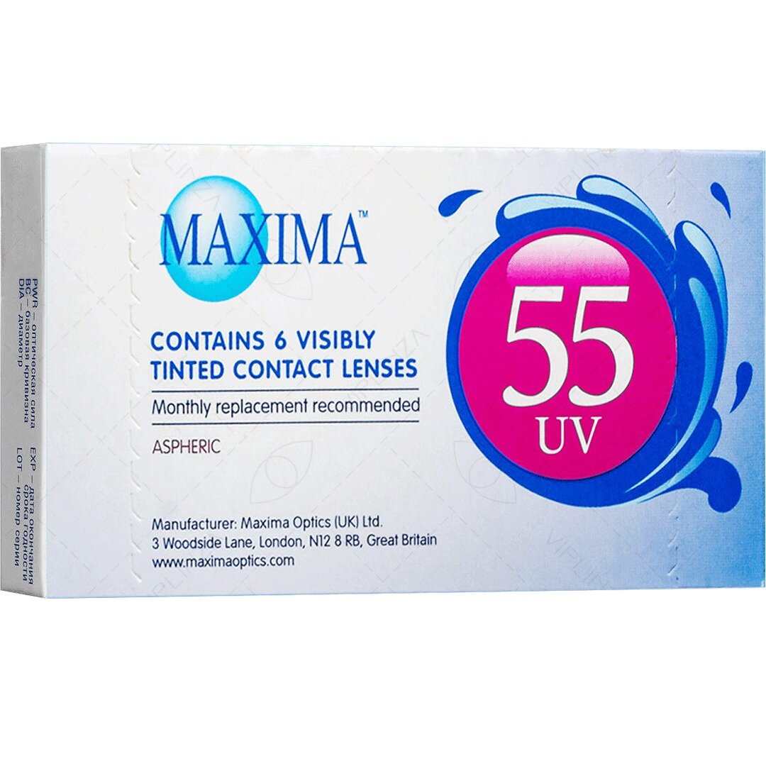 Контактные линзы Maxima 55 UV -2.50/8.6/14.2 на месяц 6 шт.