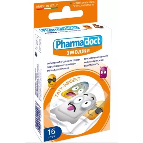 Лейкопластырь Pharmadoct Tattoo Effect Эмоджи 16 шт.
