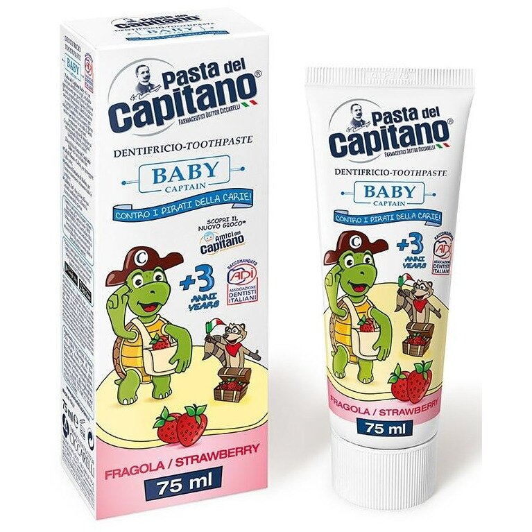 Паста зубная Pasta del capitano детская с 3-лет с клубникой 75 мл