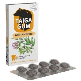 Смолка жевательная Taiga gum anti-nicotine для чистки и укрепления десен 8 шт.