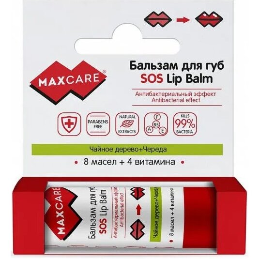 Бальзам для губ Maxcare SOS Чайное дерево и череда 4,2 г