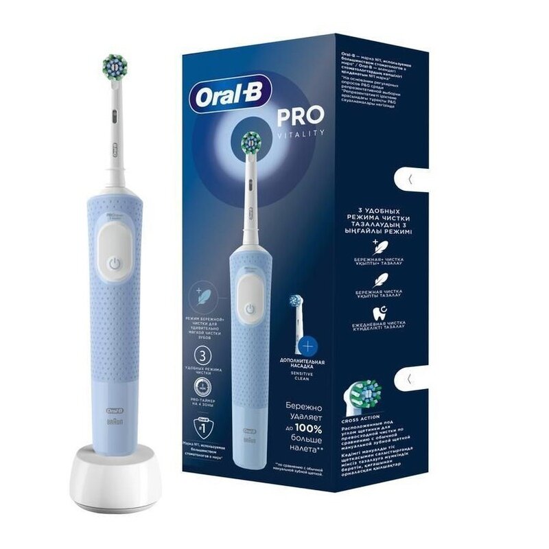 Электрическая зубная щетка Oral-B Vitality PRO White D1034133 аккумуляторная голубая 1 шт.