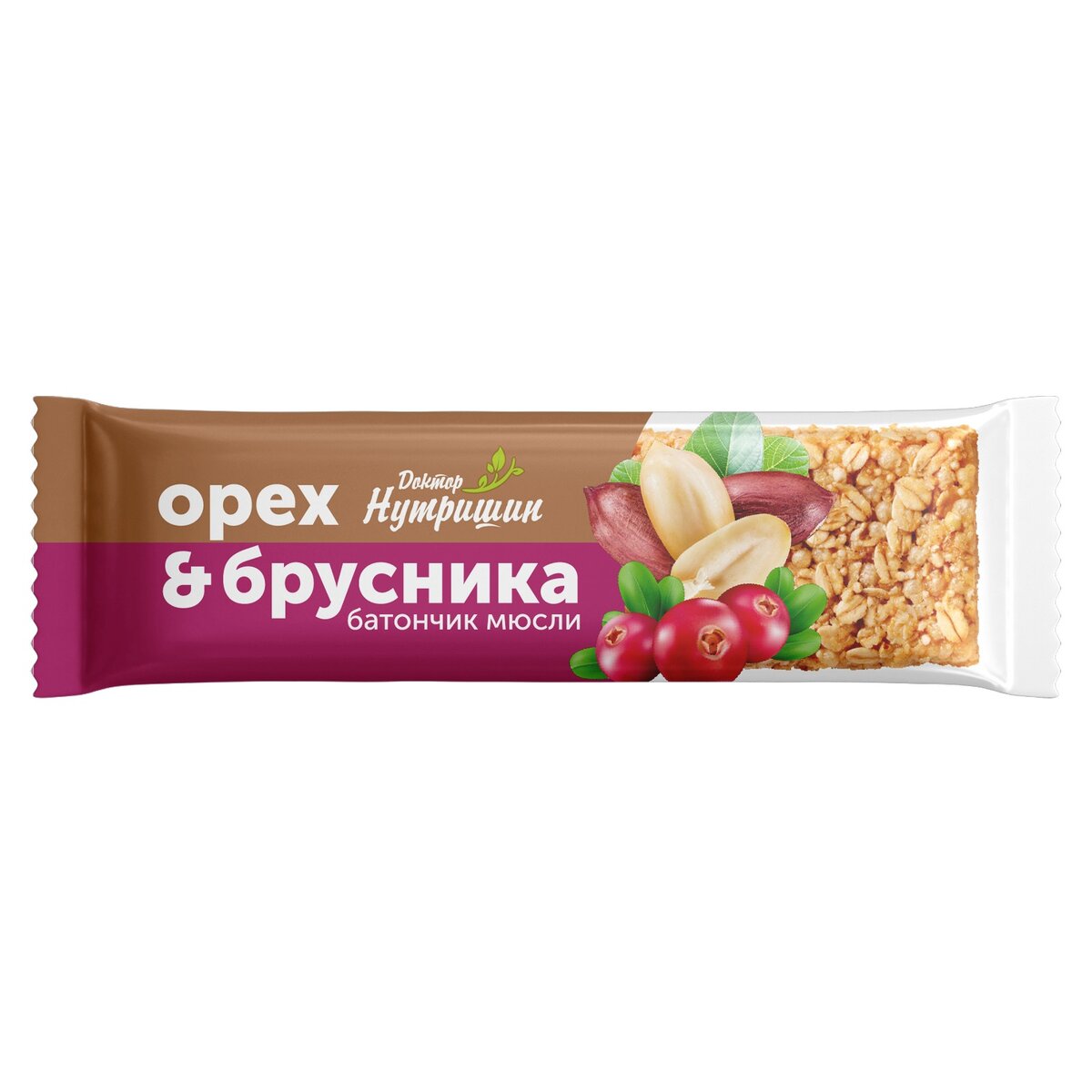 Батончик мюсли Доктор Нутришин орех с брусникой 40 г