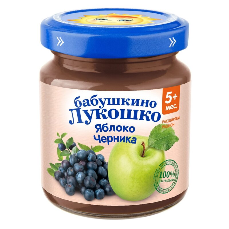 Пюре Бабушкино Лукошко яблоко-черника с 5 мес. 100 г