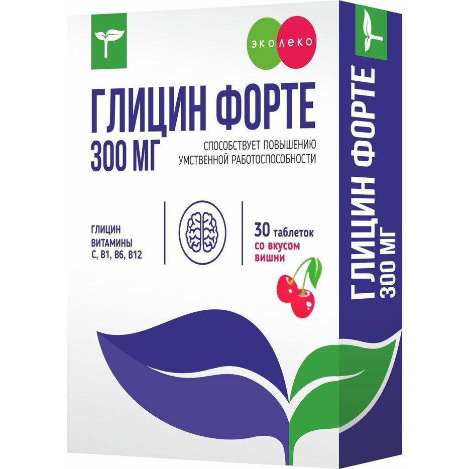 Глицин Форте Эколеко вишня таблетки 300 мг 30 шт.