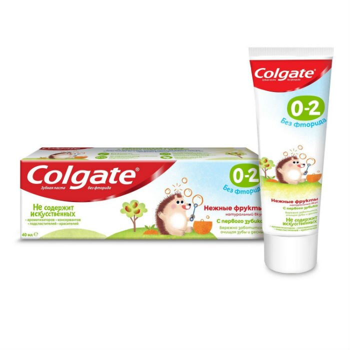 Colgate паста зубная детская 0-2лет без фторида 40мл нежные фрукты