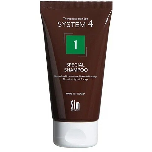 Терапевтический шампунь №1 System 4 для нормальной и жирной кожи головы 75 мл