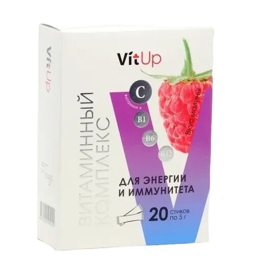 Витаминный комплекс VitUp для энергии и иммунитета малина стик-пак 5 г 20 шт.