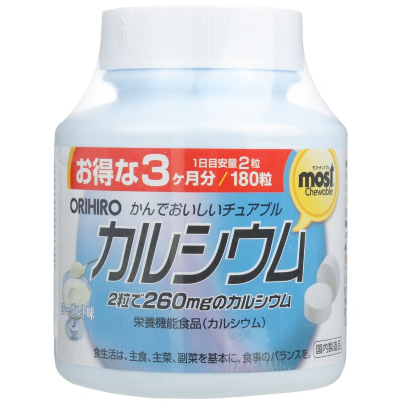 Orihiro Кальций + Витамин Д таблетки жевательные со вкусом йогурта 180 шт.
