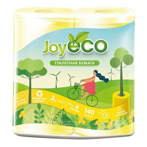 Бумага туалетная Joy Eco 2-х слойная желтая 4 шт.