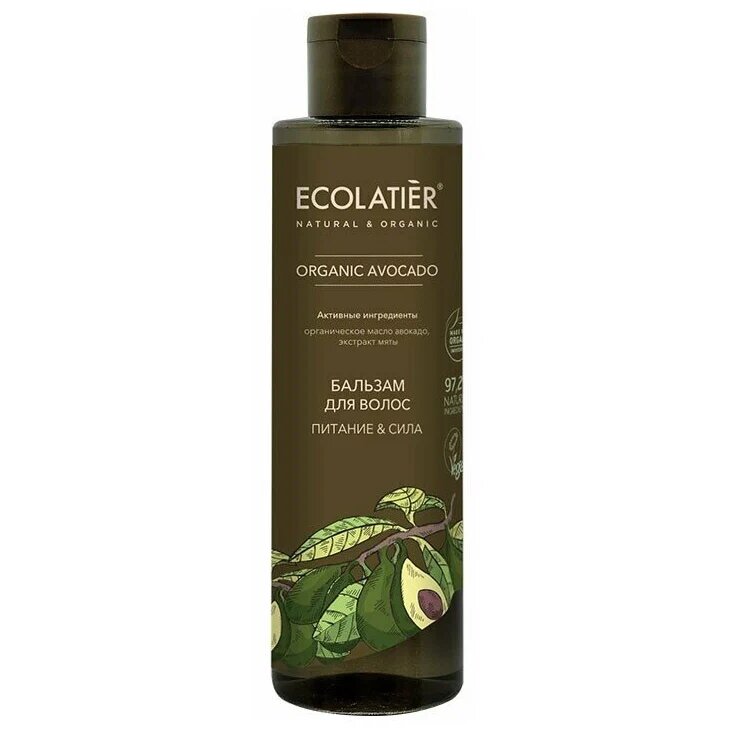 Бальзам для волос Питание & Сила Серия Organic Avocado, Ecolatier Green 250 мл