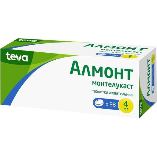 Алмонт таблетки жевательные 4 мг 98 шт.