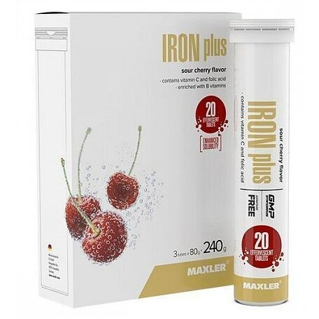 Iron Plus Effervescent Maxler вкус вишни таблетки шипучие 4000 мг 20 шт.