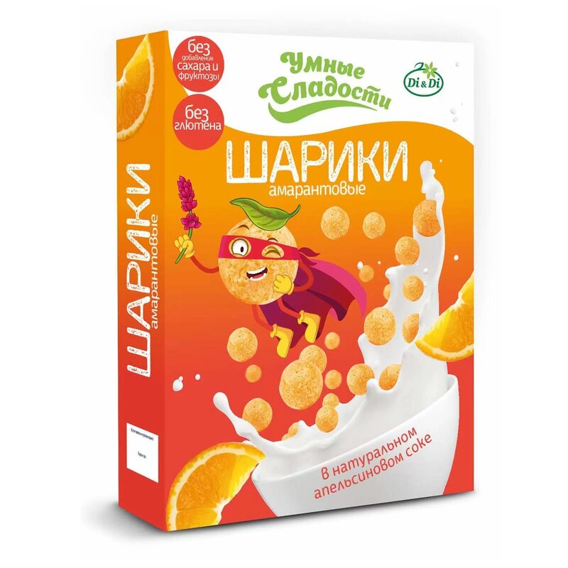 Шарики Умные сладости амарантовые в натуральном апельсиновом соке без глютена/сахара 160 г