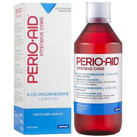 Ополаскиватель для полости рта Dentaid Perio-Aid Intensive Care после хирургических вмешательств без спирта с хлоргексидином 0.12% 500 мл