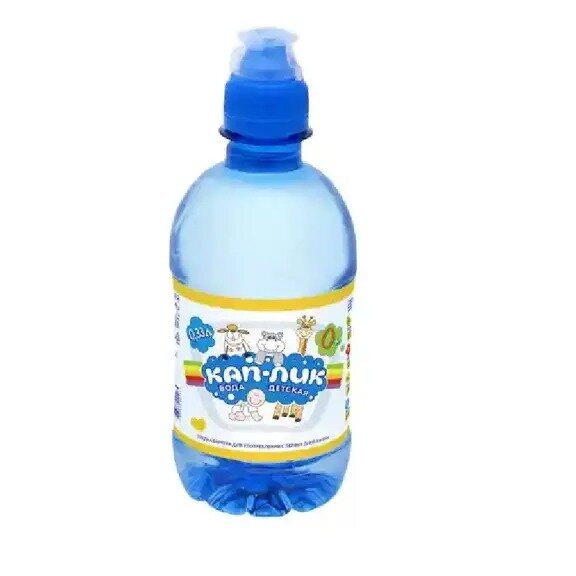 Вода питьевая детская Кап-лик с крышкой в форме соски 0,33 л