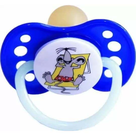 Соска-пустышка латексная Мой малыш ночка с кольцом круглая 0-6 месяцев 12010 любой цвет 1 шт.