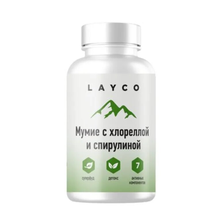 Layco мумие с хлореллой и спирулиной капсулы 30 шт.