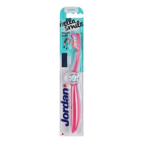 Зубная щетка Jordan* для взрослых Hello Smile Soft мягкая белая/розовая