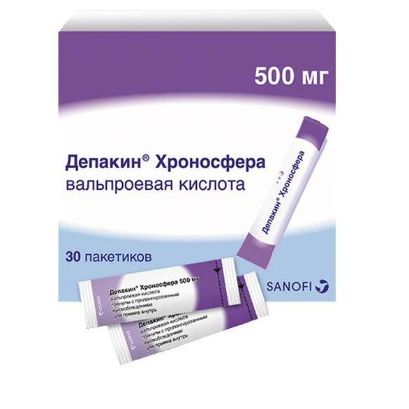 Депакин Хроносфера гранулы с пролонгированным высвобождением 500 мг пакеты 30 шт.