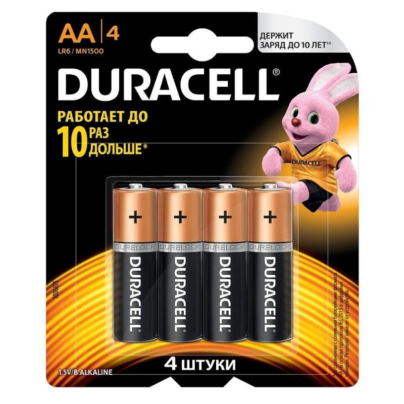 Duracell батарейка basic пальчиковая aa/lr6-4bl 4 шт.