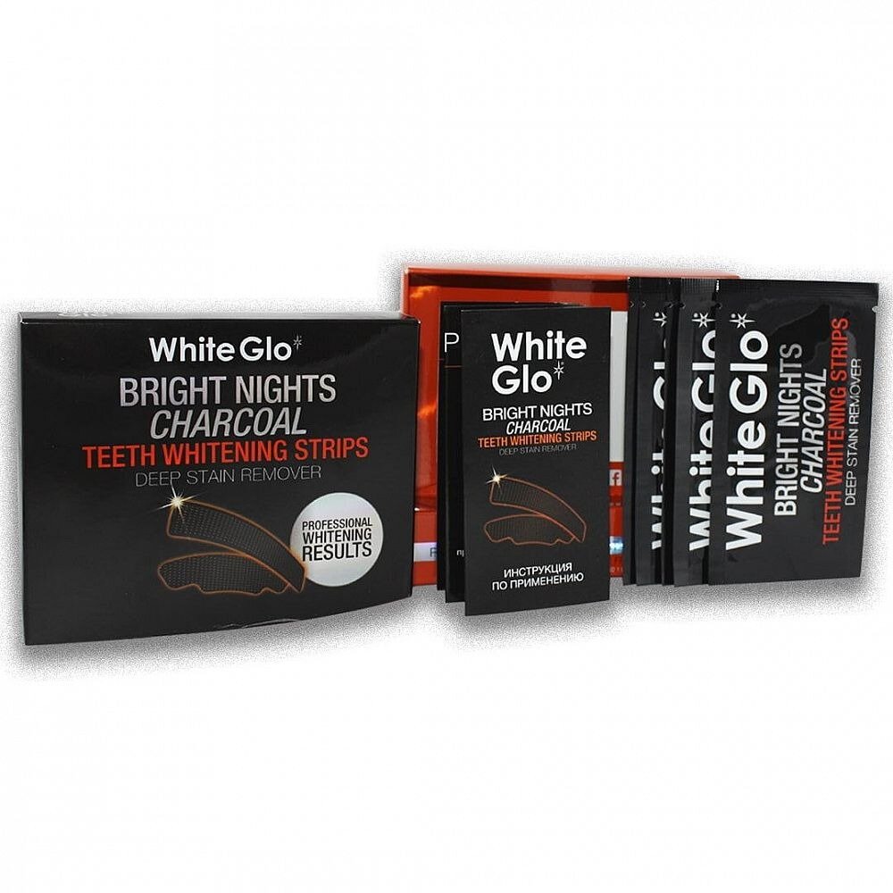 Полоски White glo отбеливающие Bright Nights Charcoal 5 шт.