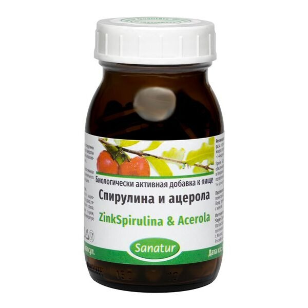 Спирулина и ацерола Sanatur капсулы 550 мг 90 шт.