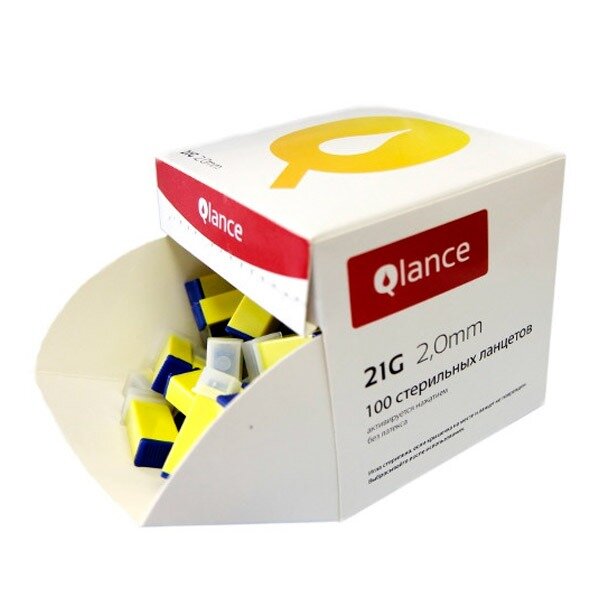 Ланцет Qlance Special 21G 2,0 мм желтый 100 шт.